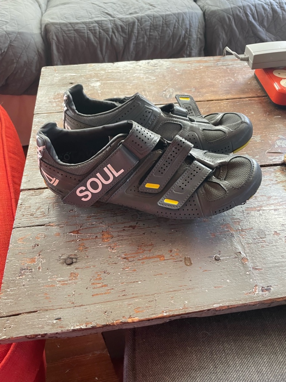 Mens Black Cycling Shoes with Yellow Accents